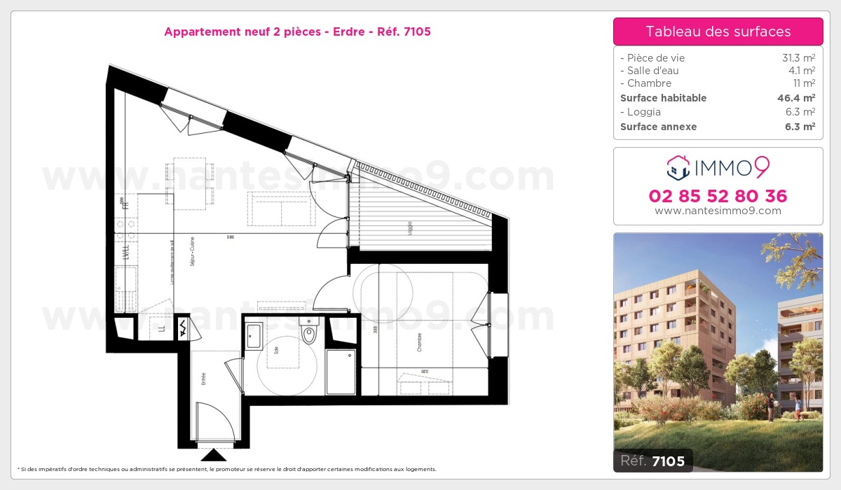 Plan et surfaces, Programme neuf Nantes : Erdre Référence n° 7105