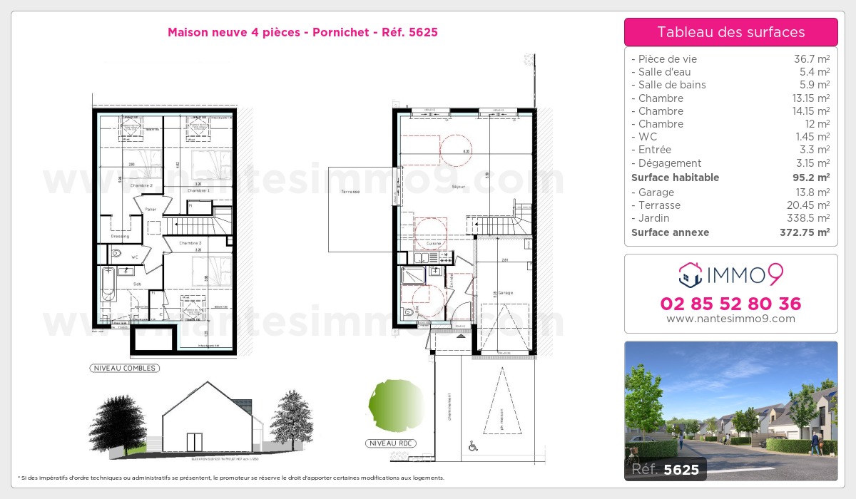 Plan et surfaces, Programme neuf Pornichet Référence n° 5625