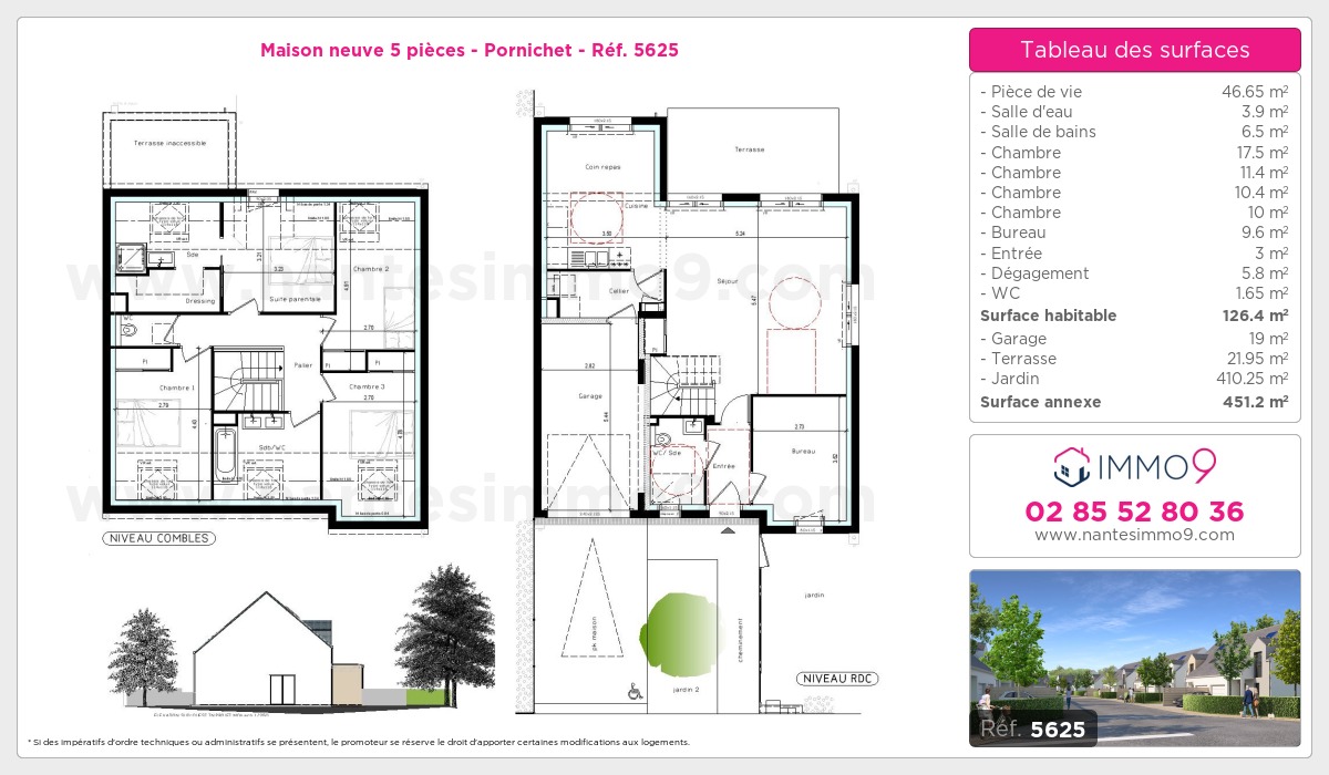 Plan et surfaces, Programme neuf Pornichet Référence n° 5625