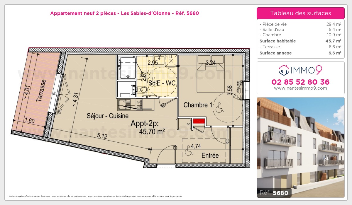 Plan et surfaces, Programme neuf Sables-d'Olonne Référence n° 5680