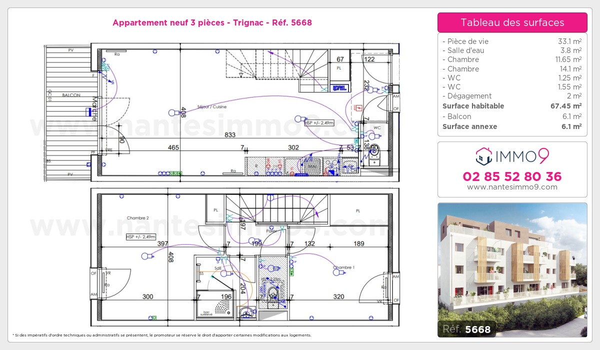 Plan et surfaces, Programme neuf Trignac Référence n° 5668