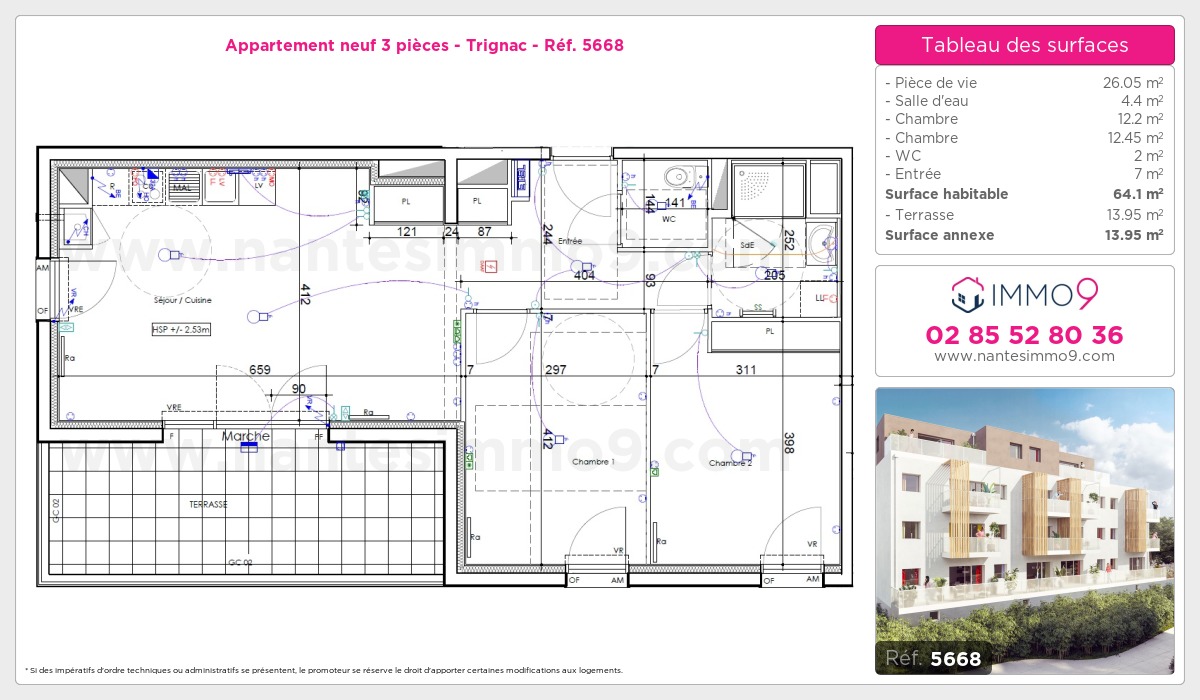 Plan et surfaces, Programme neuf Trignac Référence n° 5668