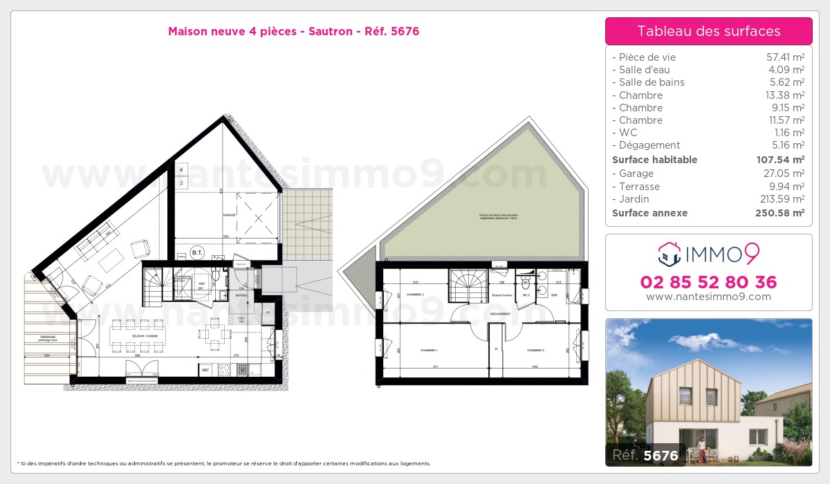 Plan et surfaces, Programme neuf Sautron Référence n° 5676
