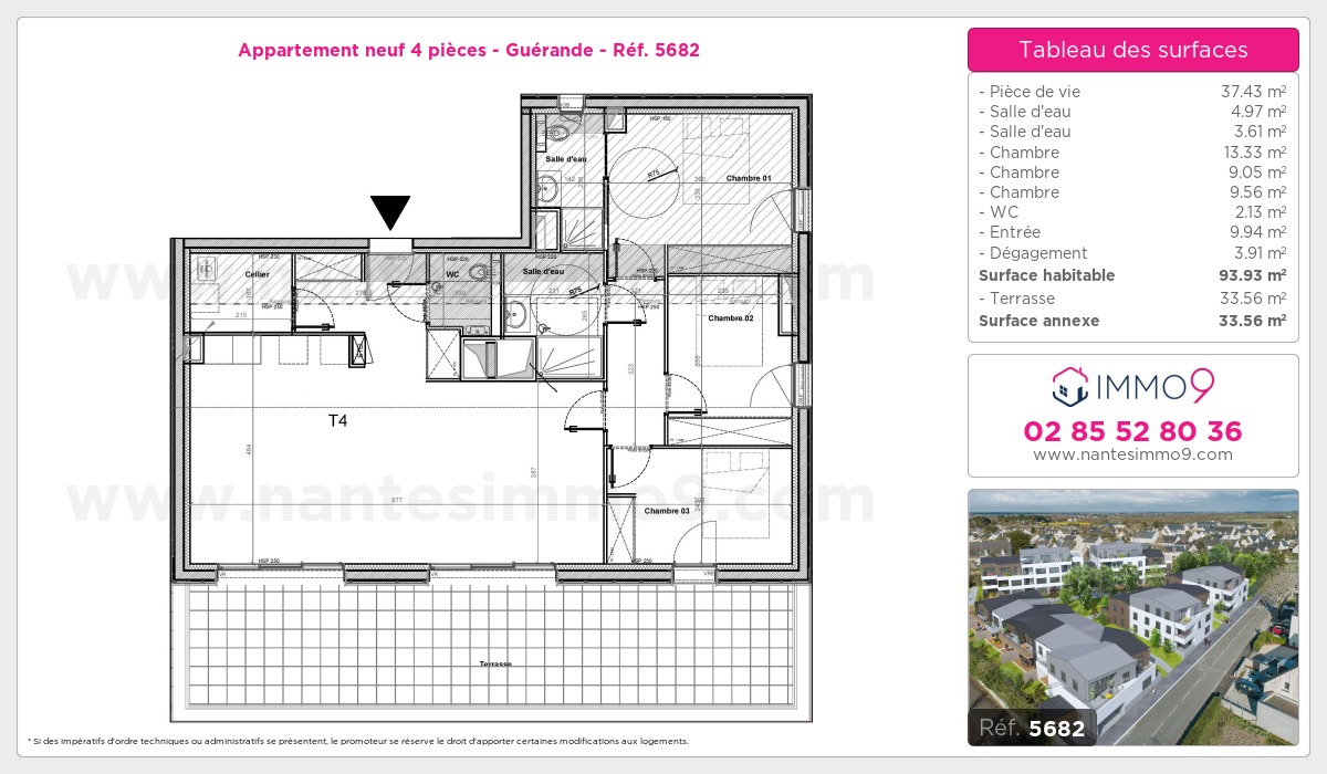 Plan et surfaces, Programme neuf Guérande Référence n° 5682