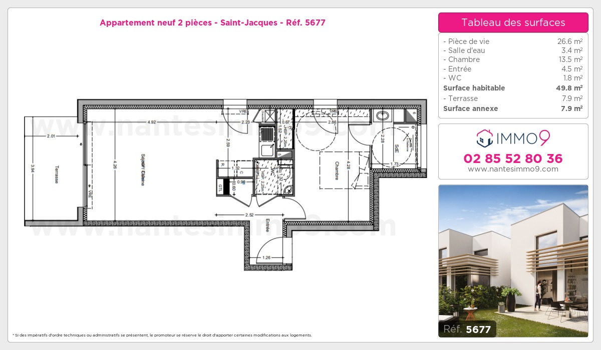 Plan et surfaces, Programme neuf Nantes : Saint-Jacques Référence n° 5677