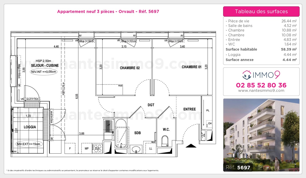 Plan et surfaces, Programme neuf Orvault Référence n° 5697