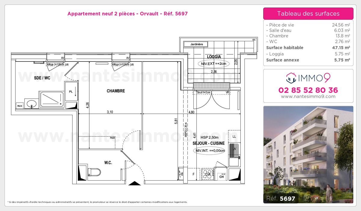 Plan et surfaces, Programme neuf Orvault Référence n° 5697