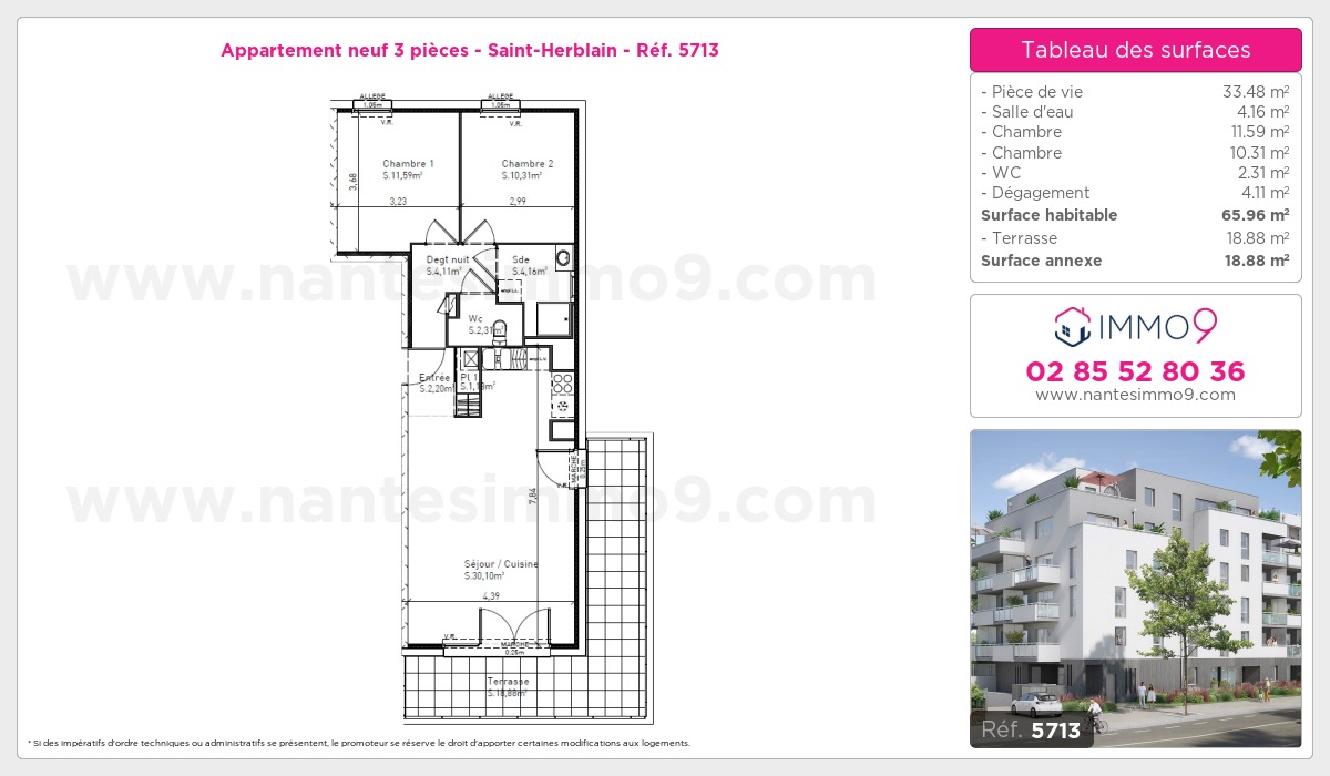Plan et surfaces, Programme neuf Saint-Herblain Référence n° 5713