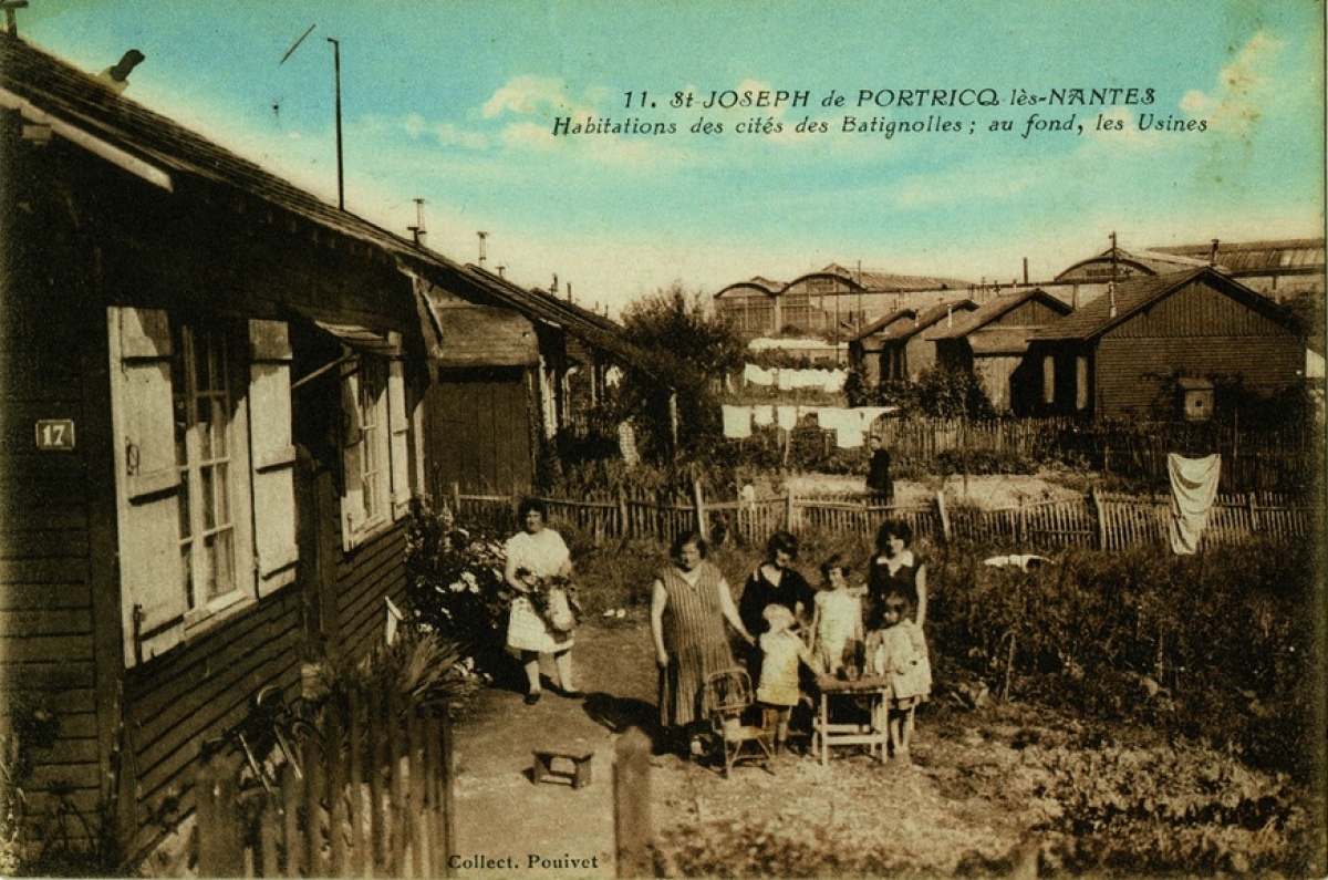 Batignolles Nantes – vue sur les habitations des cités ouvrières en 1920