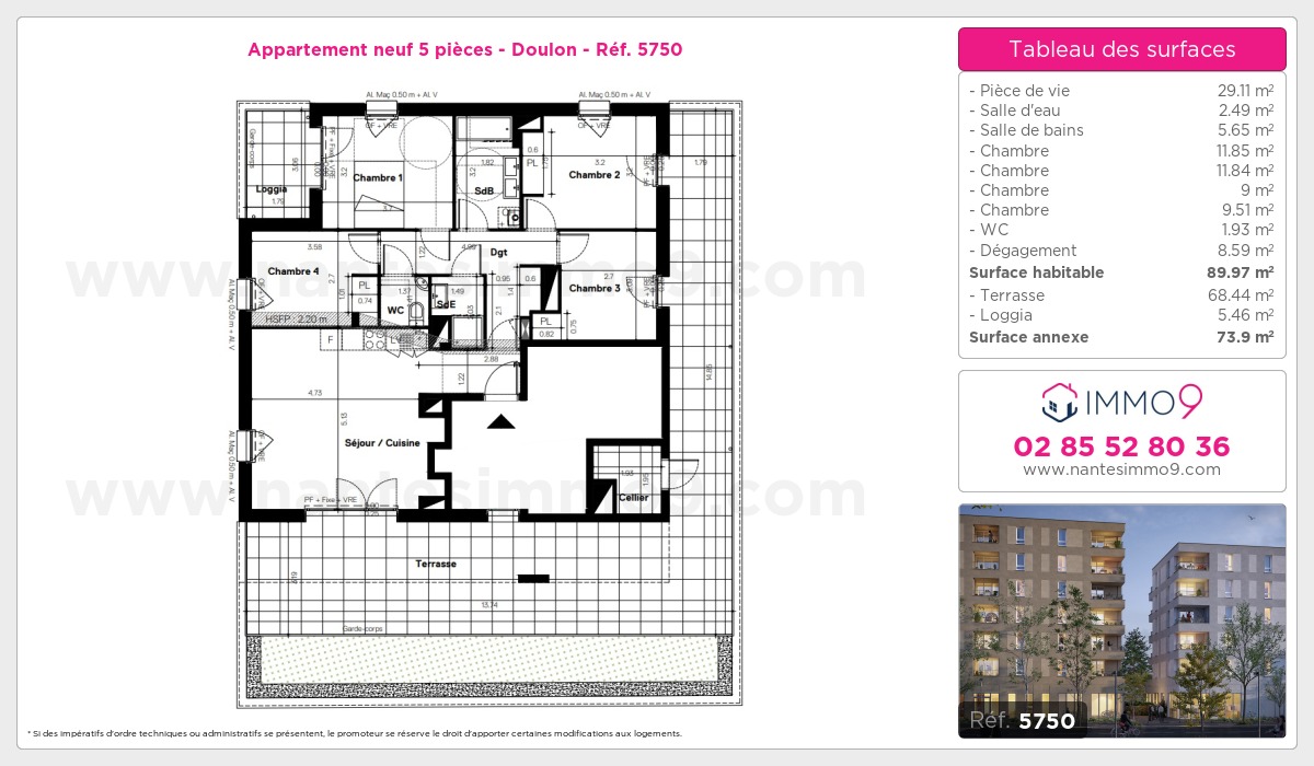 Plan et surfaces, Programme neuf Nantes : Doulon Référence n° 5750