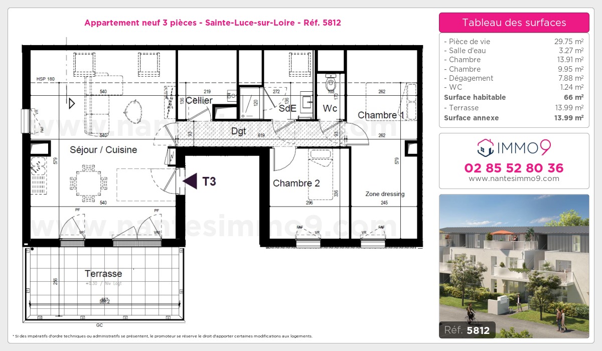 Plan et surfaces, Programme neuf Sainte-Luce-sur-Loire Référence n° 5812