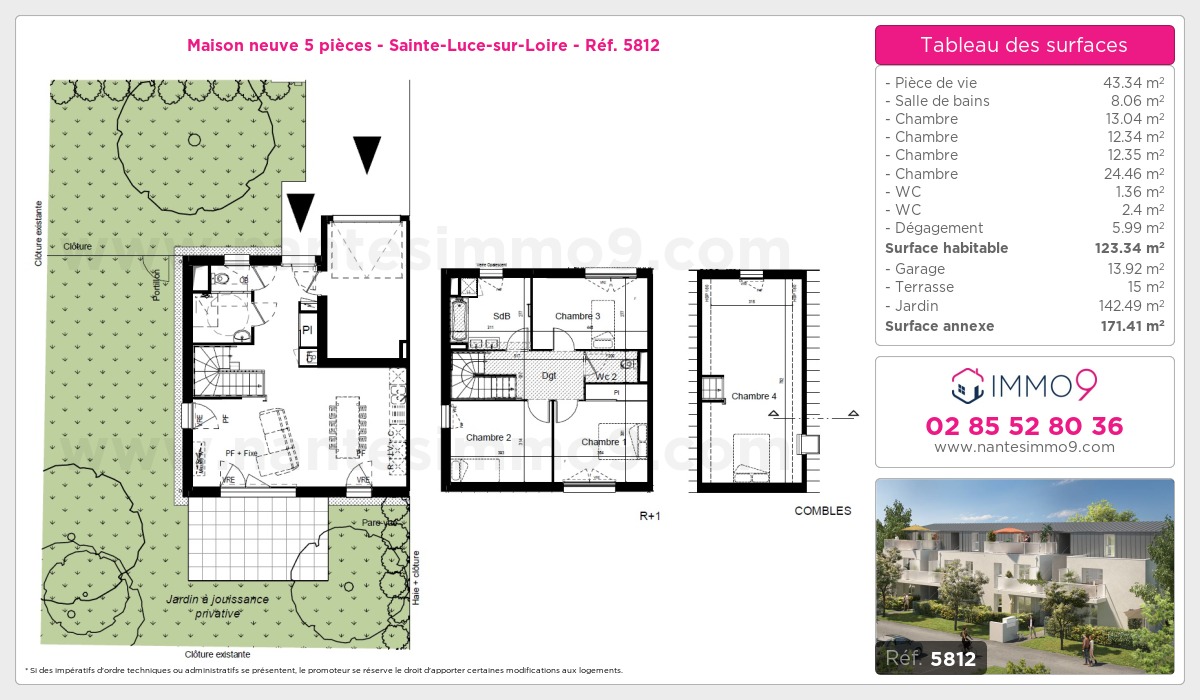 Plan et surfaces, Programme neuf Sainte-Luce-sur-Loire Référence n° 5812
