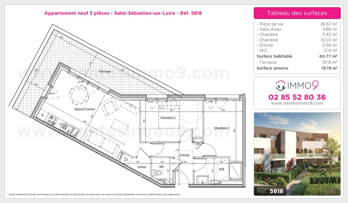 Plan et surfaces, Programme neuf Saint-Sébastien-sur-Loire Référence n° 5818