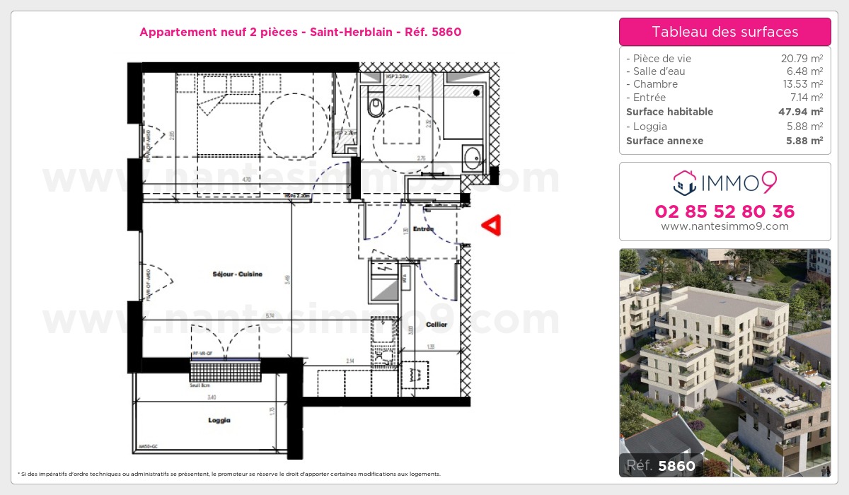 Plan et surfaces, Programme neuf Saint-Herblain Référence n° 5860