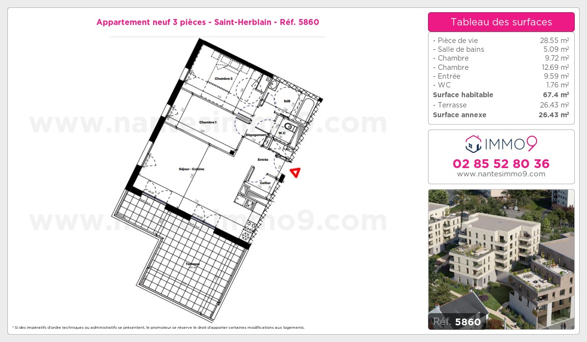 Plan et surfaces, Programme neuf Saint-Herblain Référence n° 5860