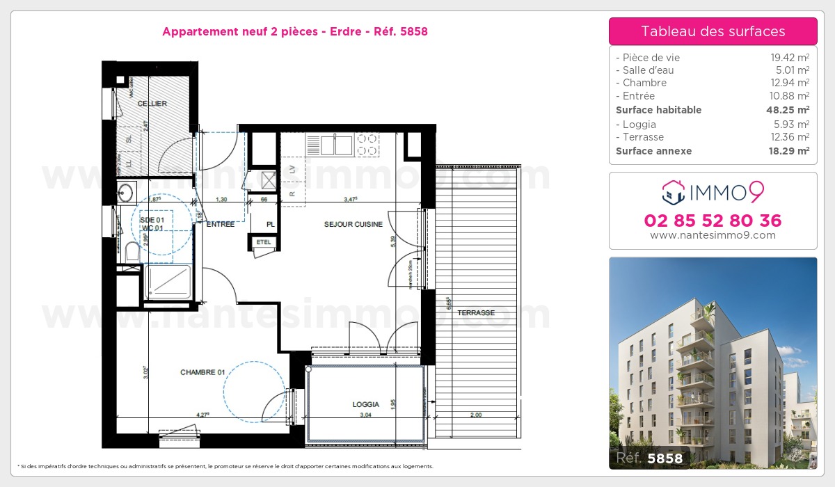 Plan et surfaces, Programme neuf Nantes : Erdre Référence n° 5858