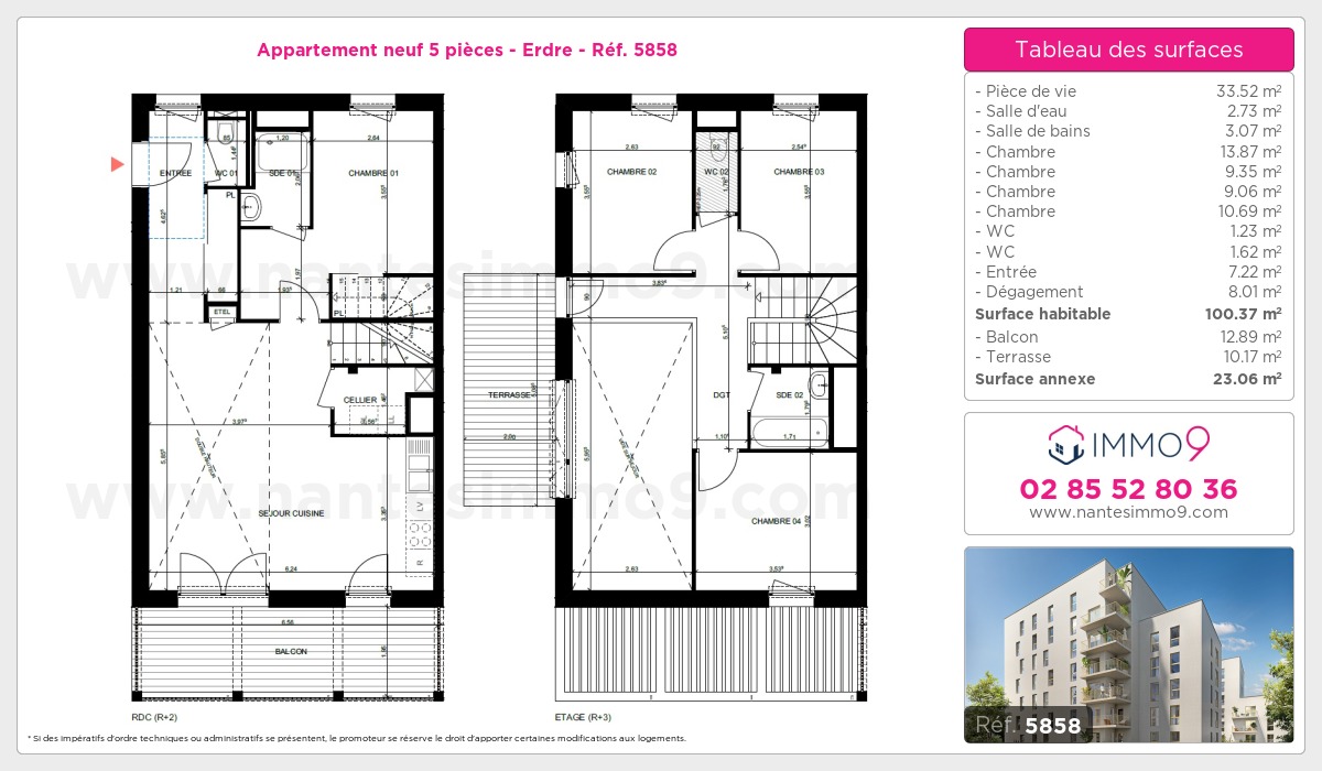 Plan et surfaces, Programme neuf Nantes : Erdre Référence n° 5858