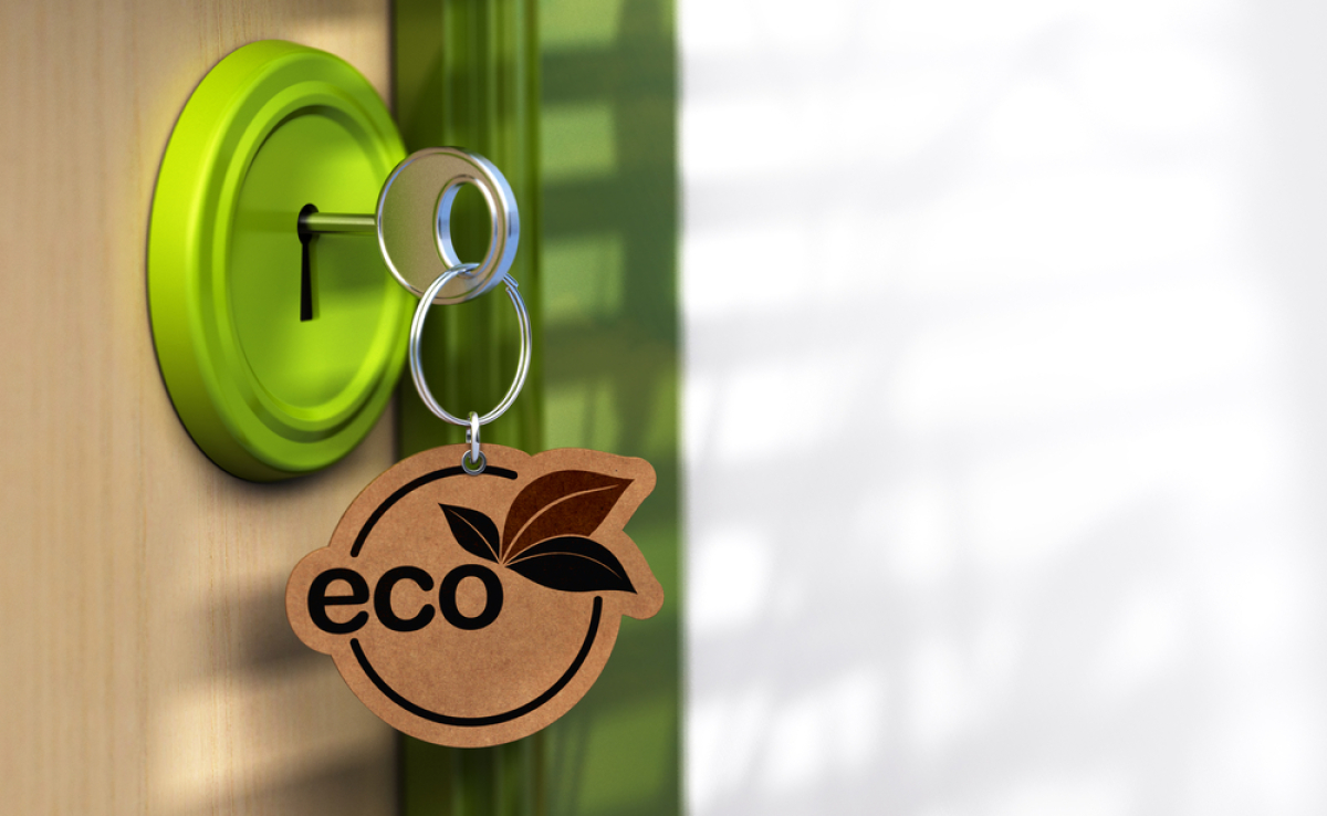 Immobilier écologique – porte clé avec un logo eco