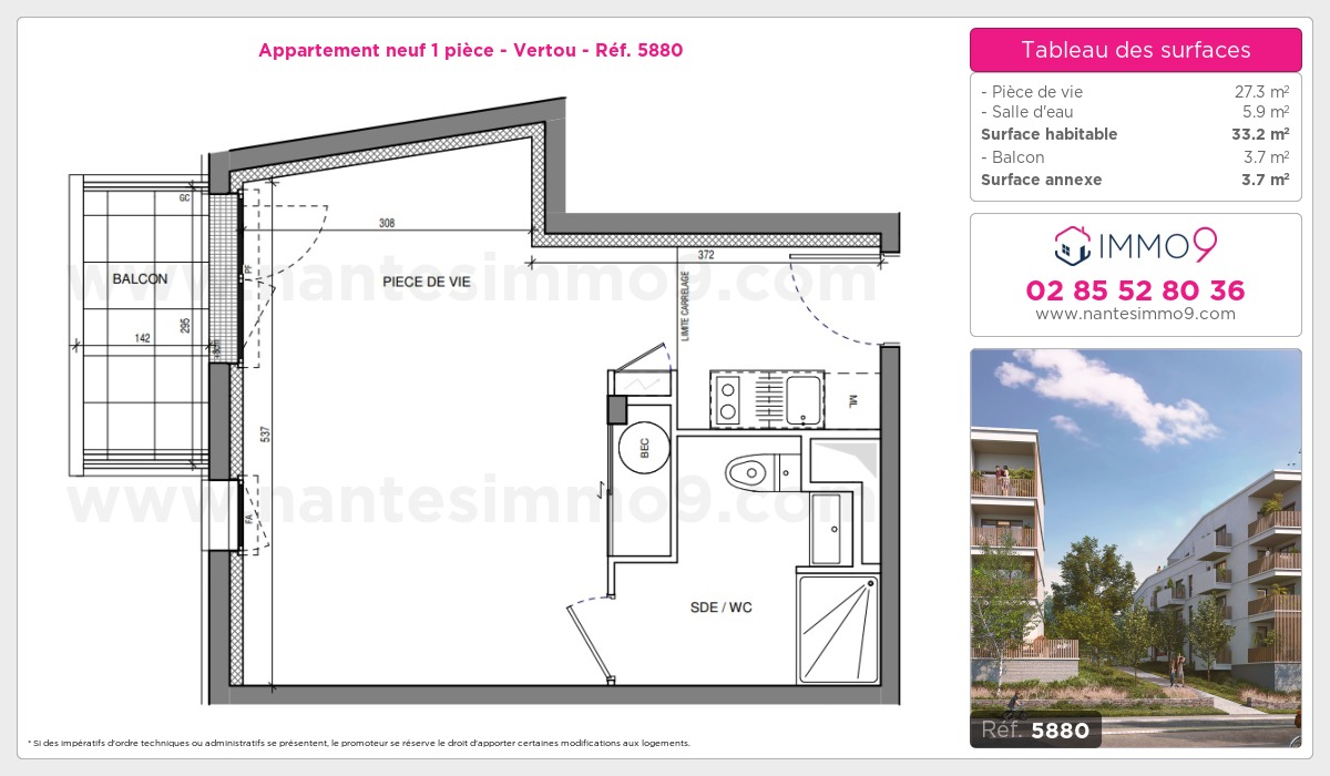 Plan et surfaces, Programme neuf Vertou Référence n° 5880