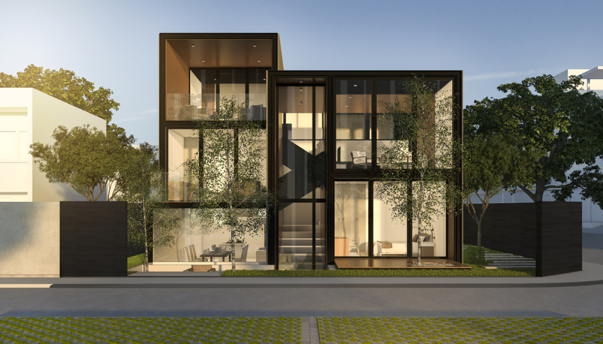 Démembrement de propriété - Immeuble moderne avec façade en verre, investir en nue-propriété