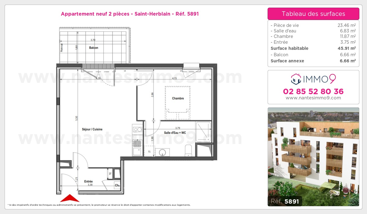Plan et surfaces, Programme neuf Saint-Herblain Référence n° 5891