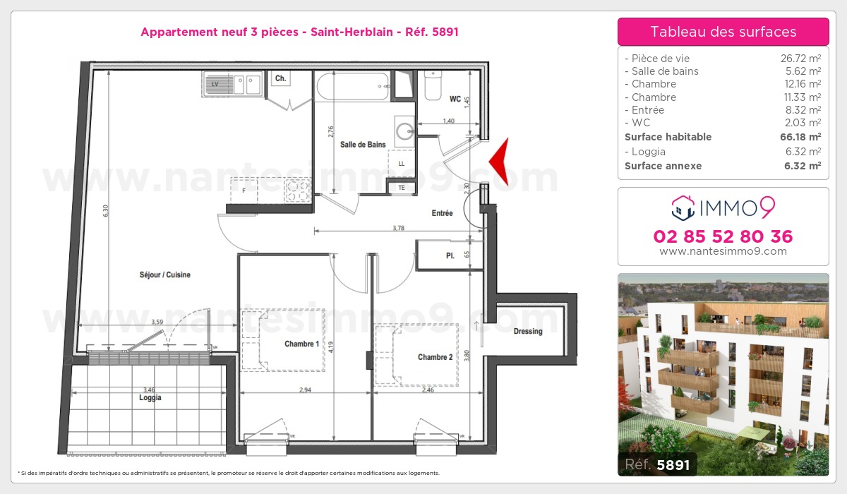 Plan et surfaces, Programme neuf Saint-Herblain Référence n° 5891