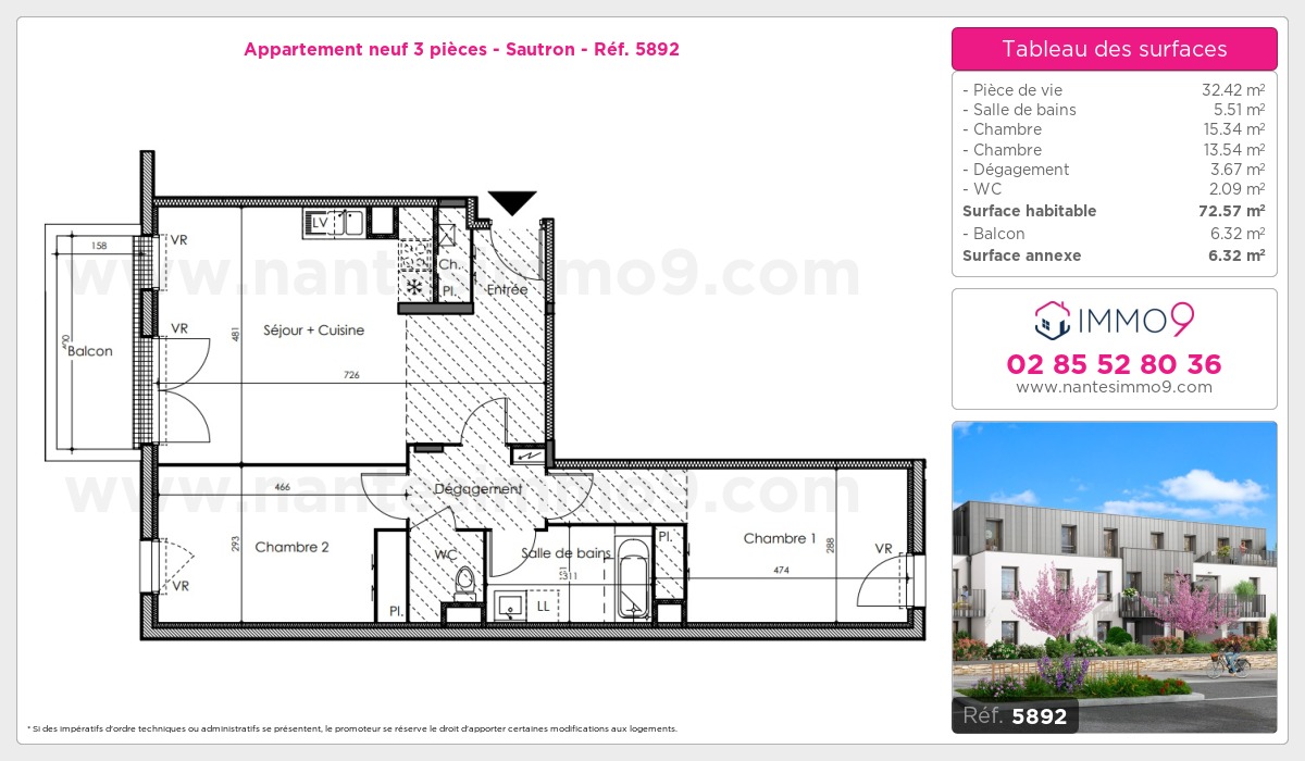 Plan et surfaces, Programme neuf Sautron Référence n° 5892