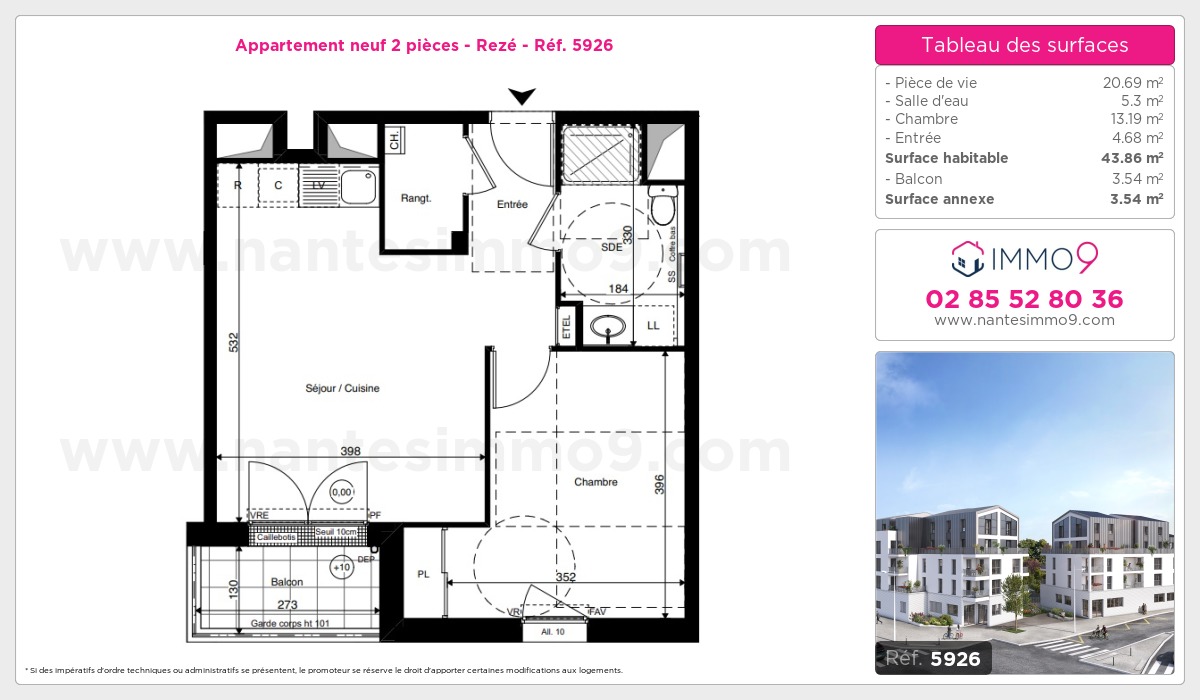 Plan et surfaces, Programme neuf Rezé Référence n° 5926