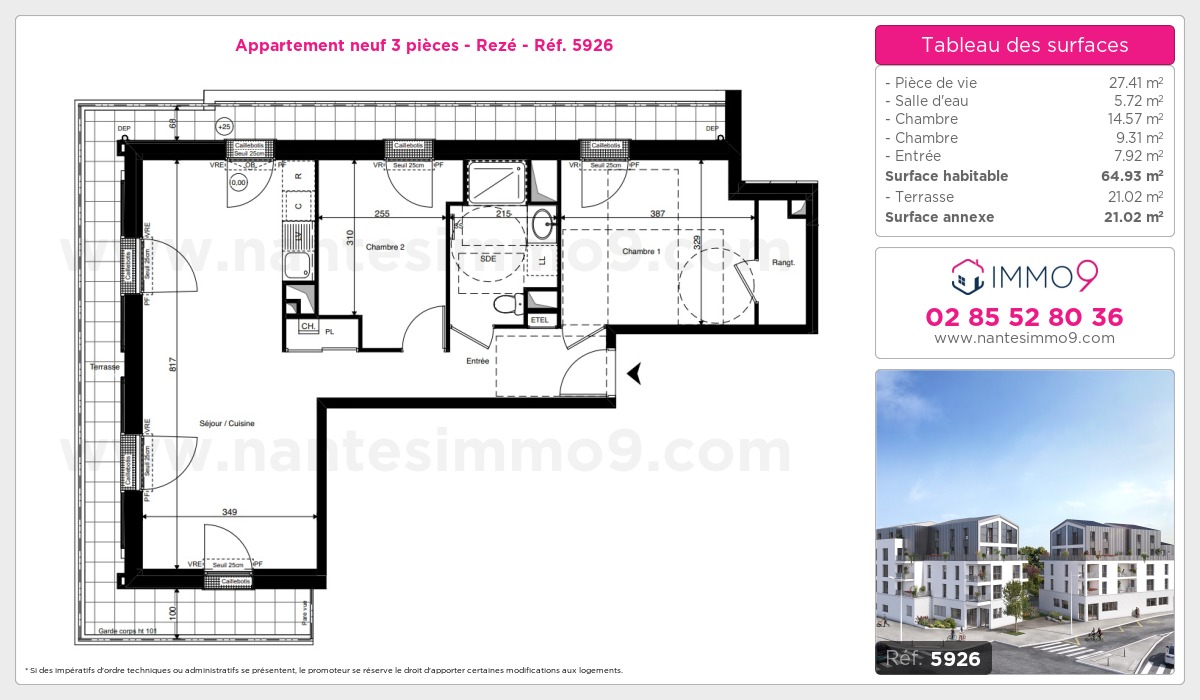 Plan et surfaces, Programme neuf Rezé Référence n° 5926