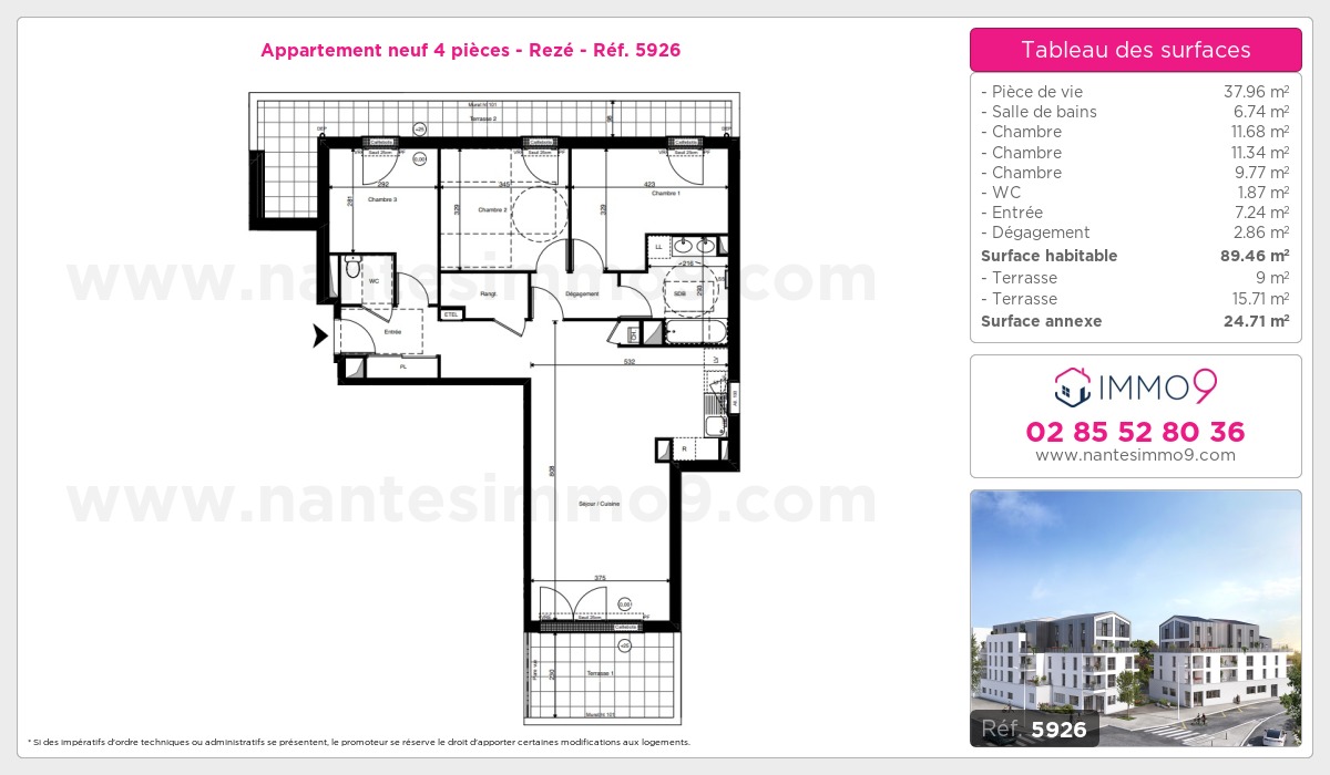 Plan et surfaces, Programme neuf Rezé Référence n° 5926