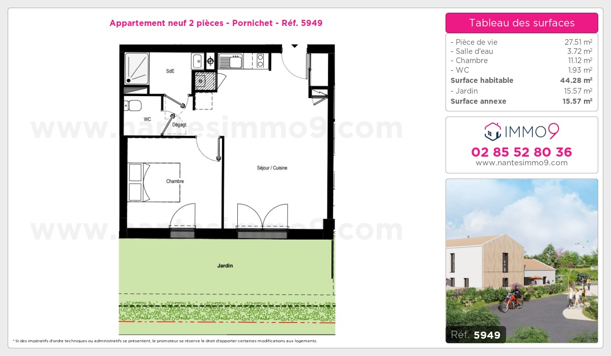 Plan et surfaces, Programme neuf Pornichet Référence n° 5949