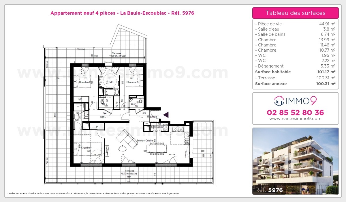 Plan et surfaces, Programme neuf Baule-Escoublac Référence n° 5976