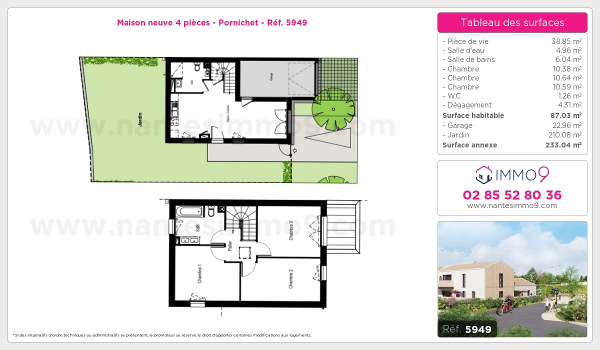 Plan et surfaces, Programme neuf Pornichet Référence n° 5949