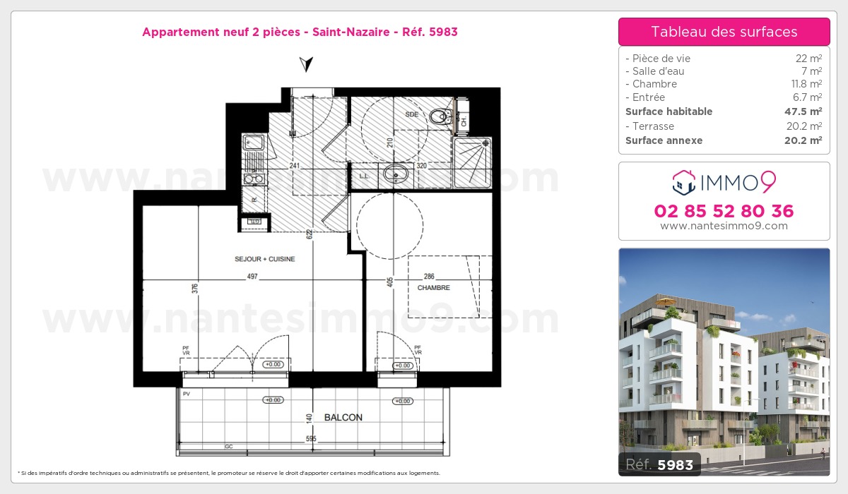 Plan et surfaces, Programme neuf Saint-Nazaire Référence n° 5983