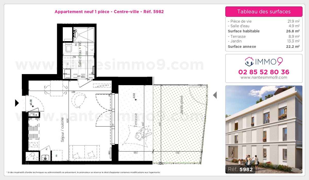 Plan et surfaces, Programme neuf Nantes : Centre-ville Référence n° 5982