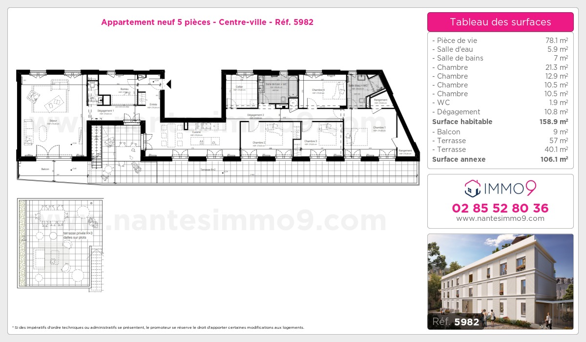 Plan et surfaces, Programme neuf Nantes : Centre-ville Référence n° 5982