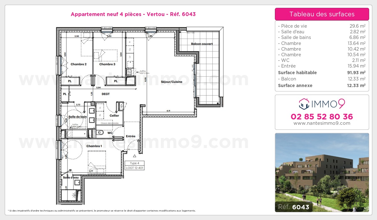 Plan et surfaces, Programme neuf Vertou Référence n° 6043