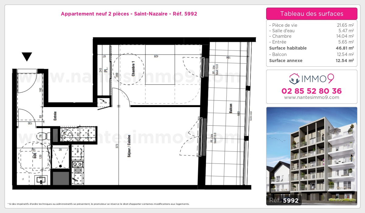 Plan et surfaces, Programme neuf Saint-Nazaire Référence n° 5992