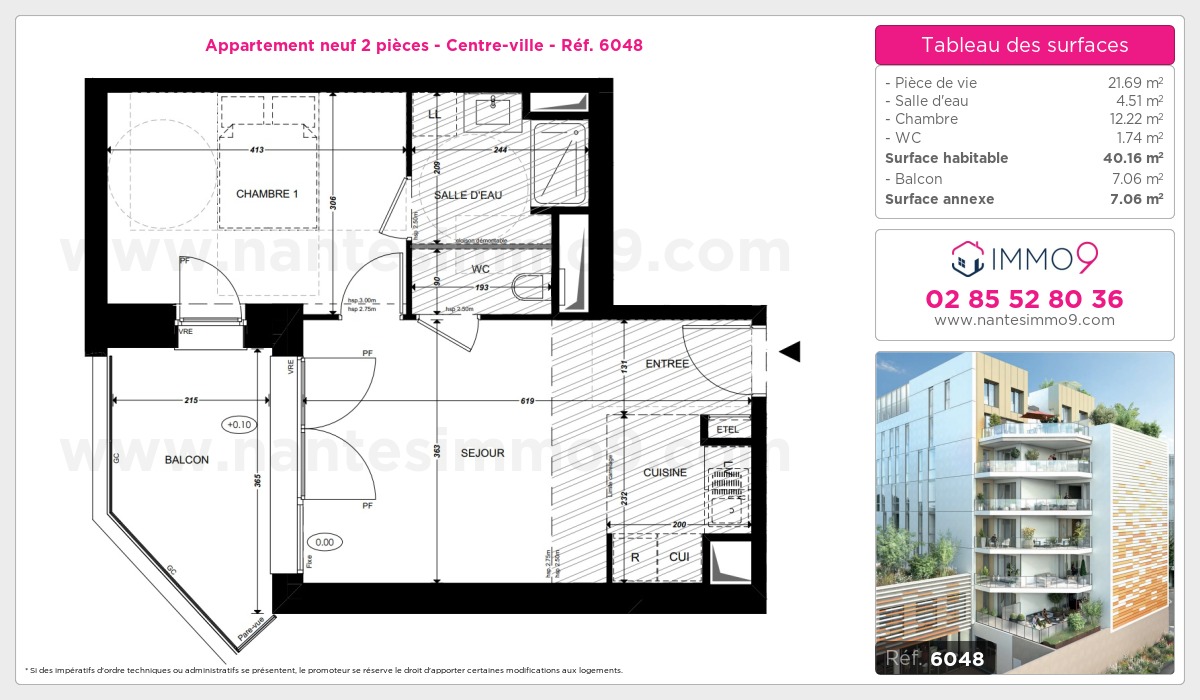 Plan et surfaces, Programme neuf Nantes : Centre-ville Référence n° 6048