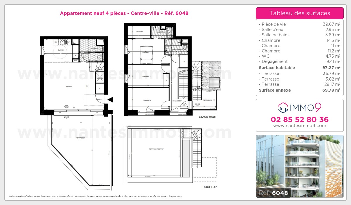 Plan et surfaces, Programme neuf Nantes : Centre-ville Référence n° 6048