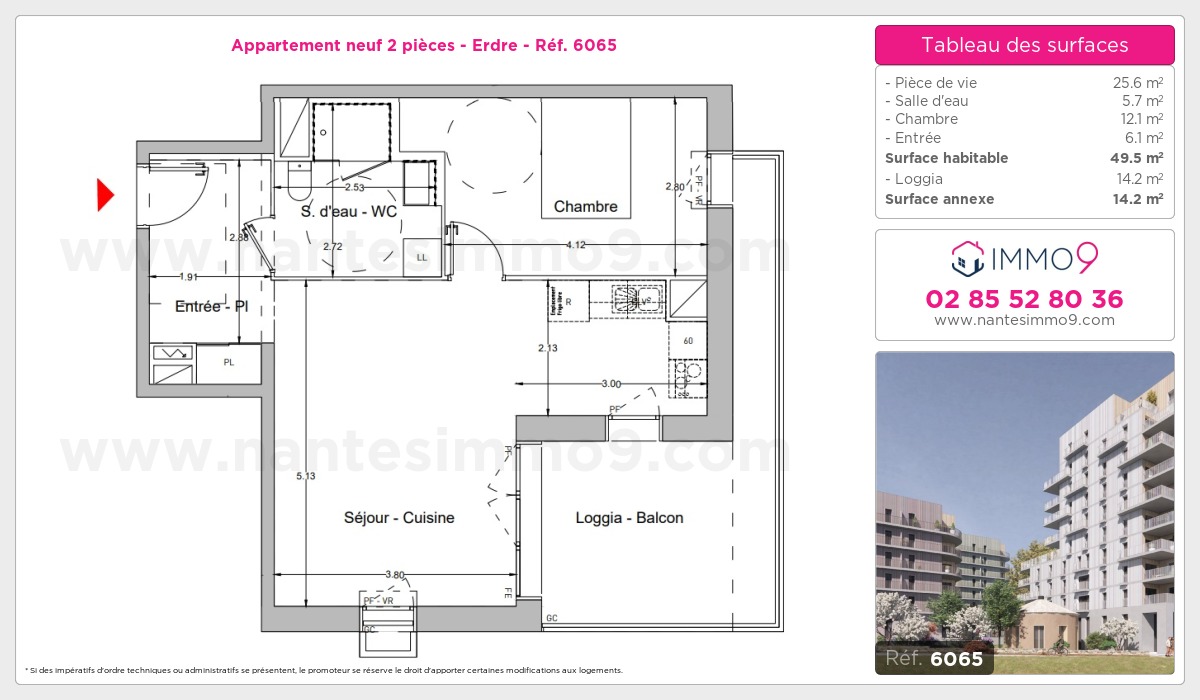 Plan et surfaces, Programme neuf Nantes : Erdre Référence n° 6065