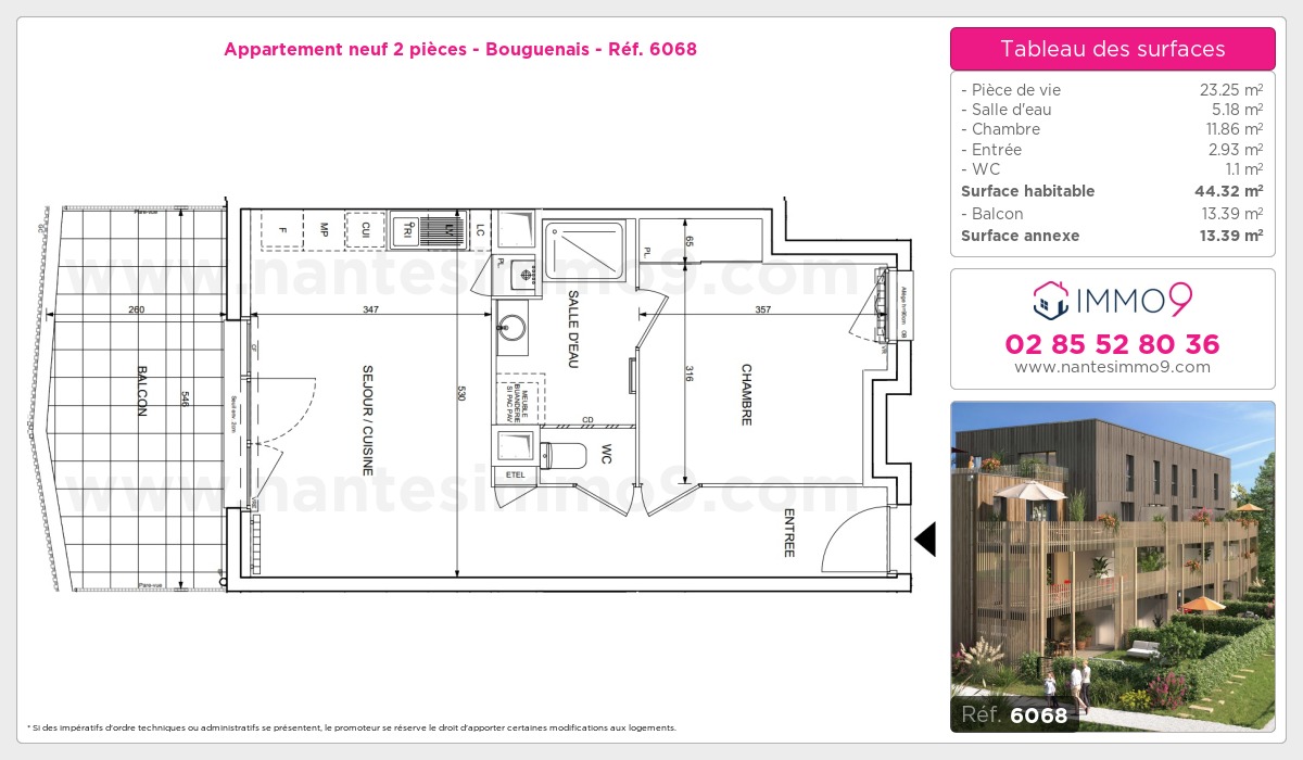 Plan et surfaces, Programme neuf Bouguenais Référence n° 6068