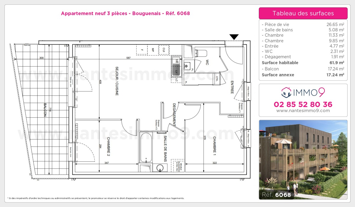 Plan et surfaces, Programme neuf Bouguenais Référence n° 6068