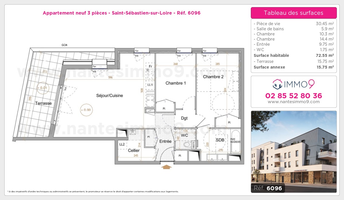 Plan et surfaces, Programme neuf Saint-Sébastien-sur-Loire Référence n° 6096