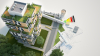 Pinel 2023 – Maquette d’immeuble neuf durable avec toiture végétalisée et étiquette énergétique Nantes