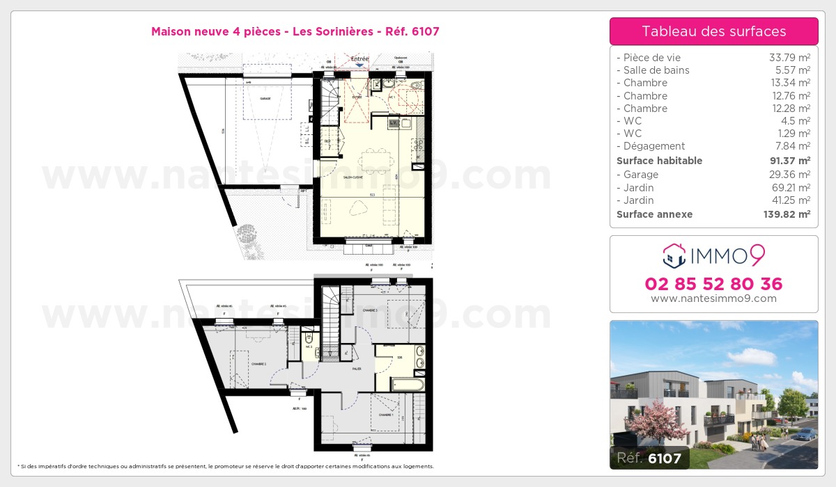 Plan et surfaces, Programme neuf Sorinières Référence n° 6107
