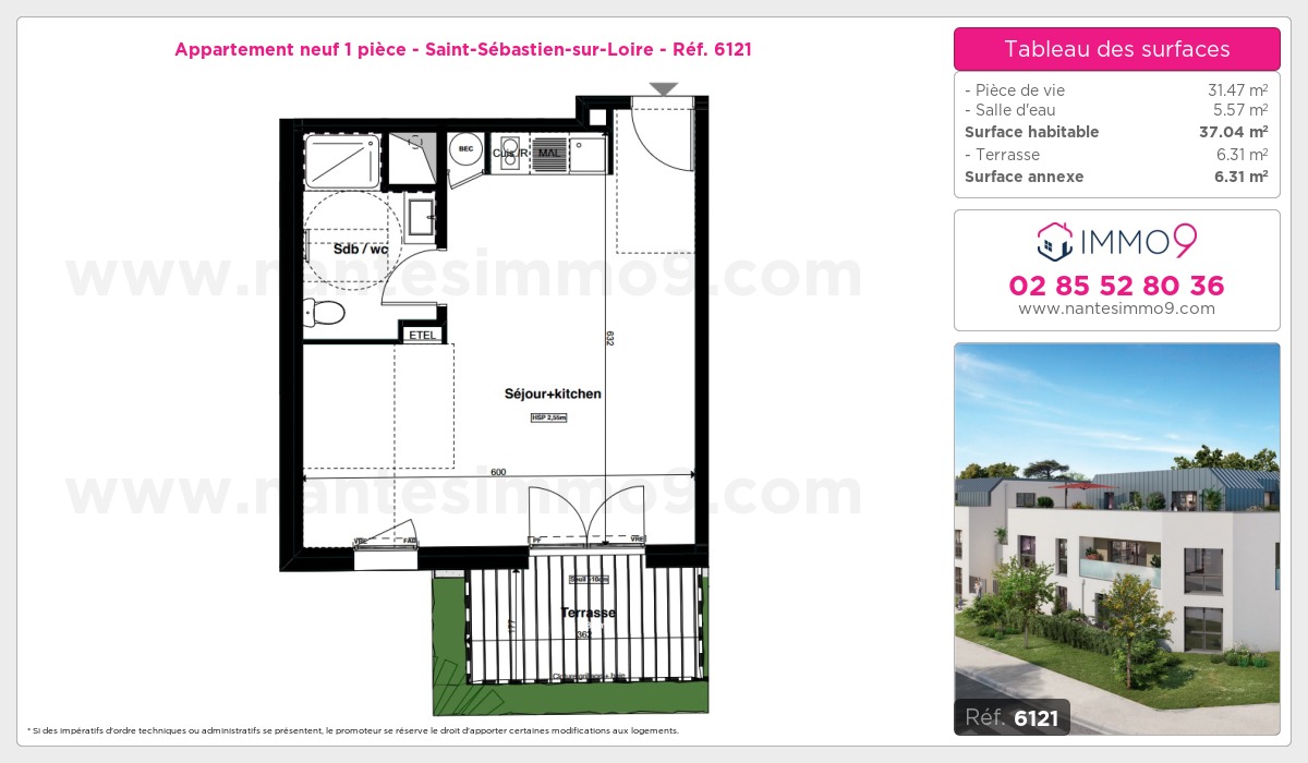 Plan et surfaces, Programme neuf Saint-Sébastien-sur-Loire Référence n° 6121