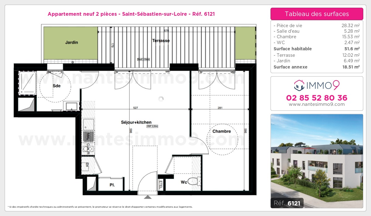 Plan et surfaces, Programme neuf Saint-Sébastien-sur-Loire Référence n° 6121