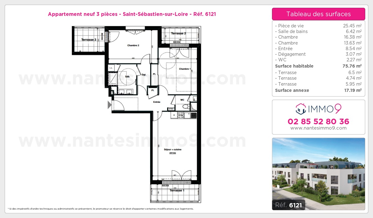 Plan et surfaces, Programme neuf Saint-Sébastien-sur-Loire Référence n° 6121