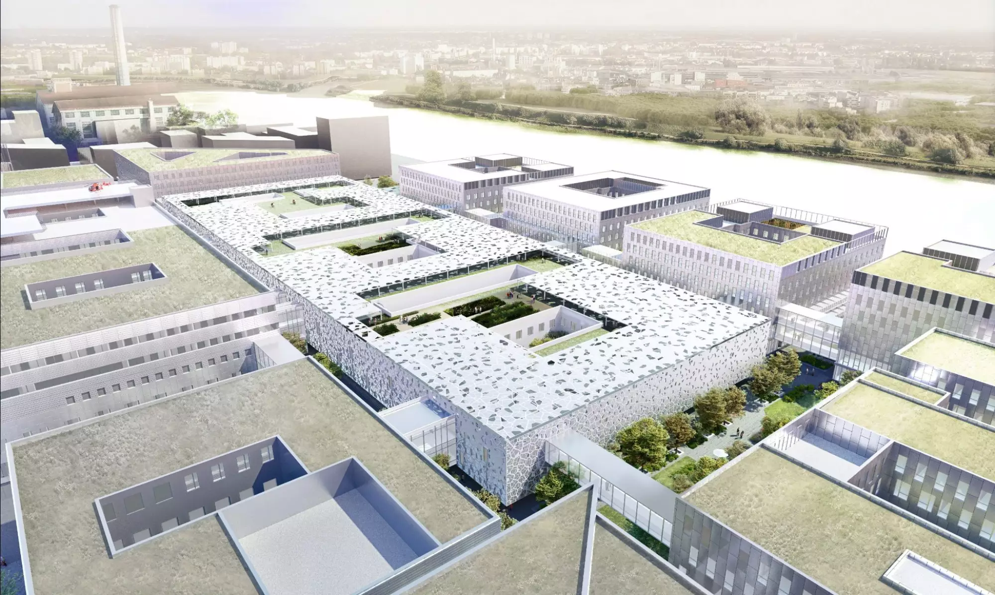Nouveau CHU de Nantes vue aerienne 3D